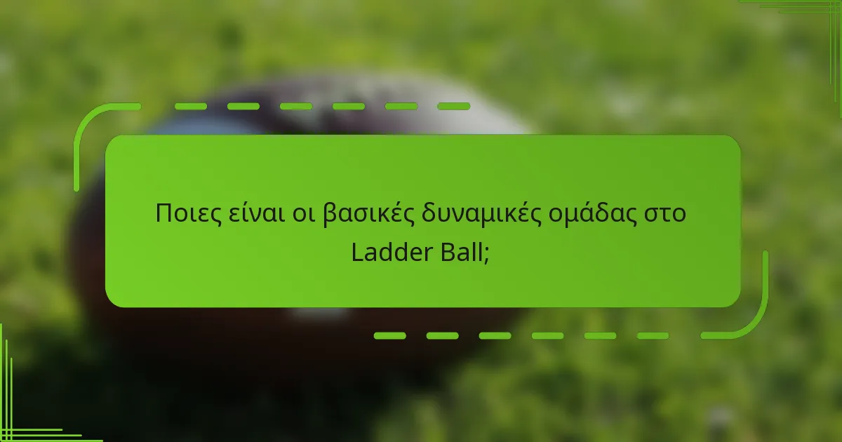 Ποιες είναι οι βασικές δυναμικές ομάδας στο Ladder Ball;
