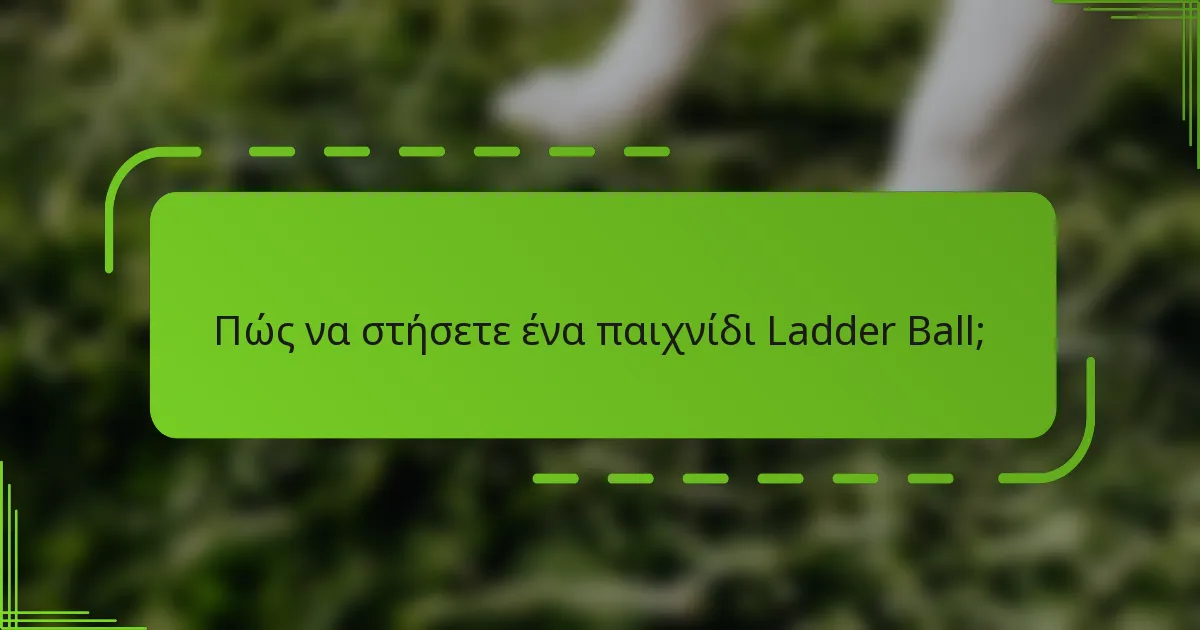 Πώς να στήσετε ένα παιχνίδι Ladder Ball;